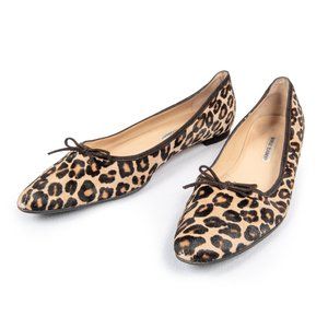 MANOLO BLAHNIK Pony Hair Leopard Print Flats